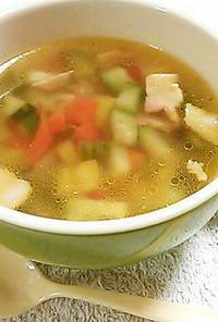 ズッキーニとパプリカのカラフル野菜スープ