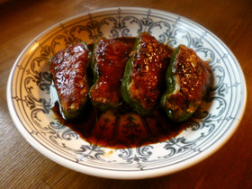 肉詰めピーマンの照り焼き♪