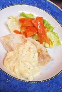 簡単タルタルソースの白身魚と野菜炒め