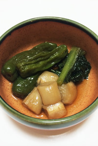 簡単♬焼麩と小松菜とししとうの煮浸し