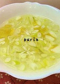 豆腐とネギの塩レモンスープ～中華風～