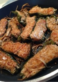 鶏挽肉豆腐紫蘇でヘルシーピーマン肉詰め