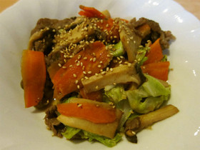 NZ産ラム肉の甘辛野菜炒め