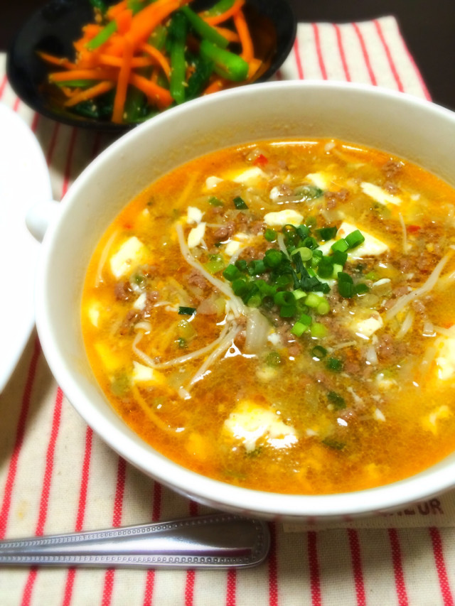 【話題入り】崩し豆腐のピリ辛スープの画像