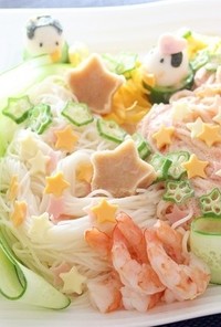 子供が大好き☆明太ごまマヨの七夕そうめん