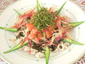 夏野菜の黒ゴマ冷しゃぶ