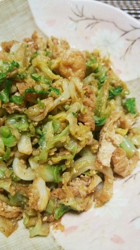 大量消費♪キャベツと油揚げの胡麻和え