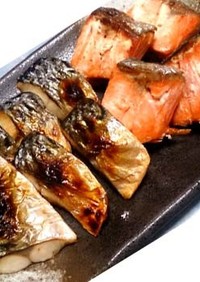 お弁当に冷凍自然解凍の焼き魚（鯖・鮭）