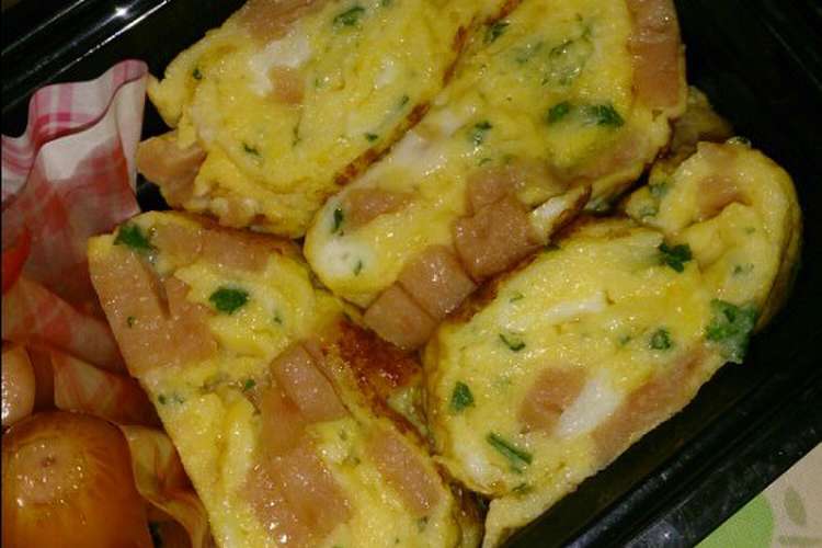 お弁当 パセリとスパムの卵焼き レシピ 作り方 By ひよっこ ドラみ クックパッド