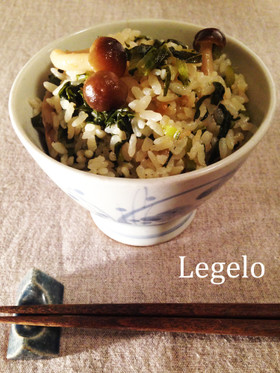 わさび&小松菜&しめじ☆簡単炊き込みご飯