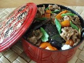 手抜き☆弁当No.3 なすと豚の炒め丼♪