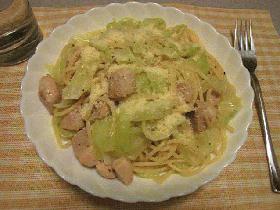 鶏肉とキャベツのスパゲッティ