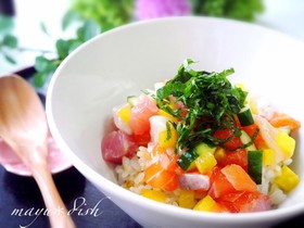 〜少ない刺身で海鮮丼★タレが決め手よ〜