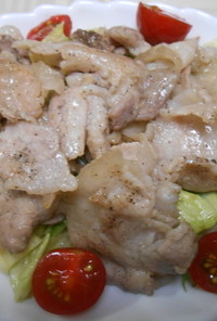 豚ばら肉とレタス・水菜丼