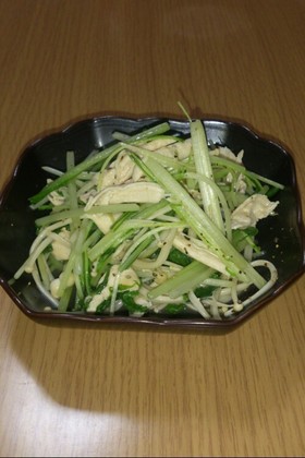 ささみと水菜オリーブオイル炒め