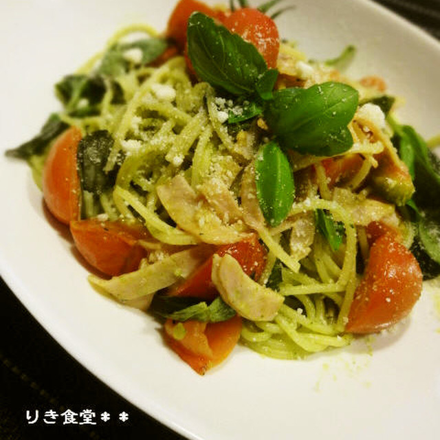 トマトのジェノベーゼパスタ レシピ 作り方 By りき食堂 クックパッド 簡単おいしいみんなのレシピが357万品