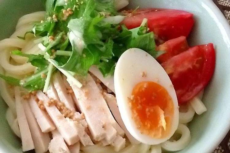 蒸し鶏の胡麻つゆサラダうどん レシピ 作り方 By Trueblue クックパッド