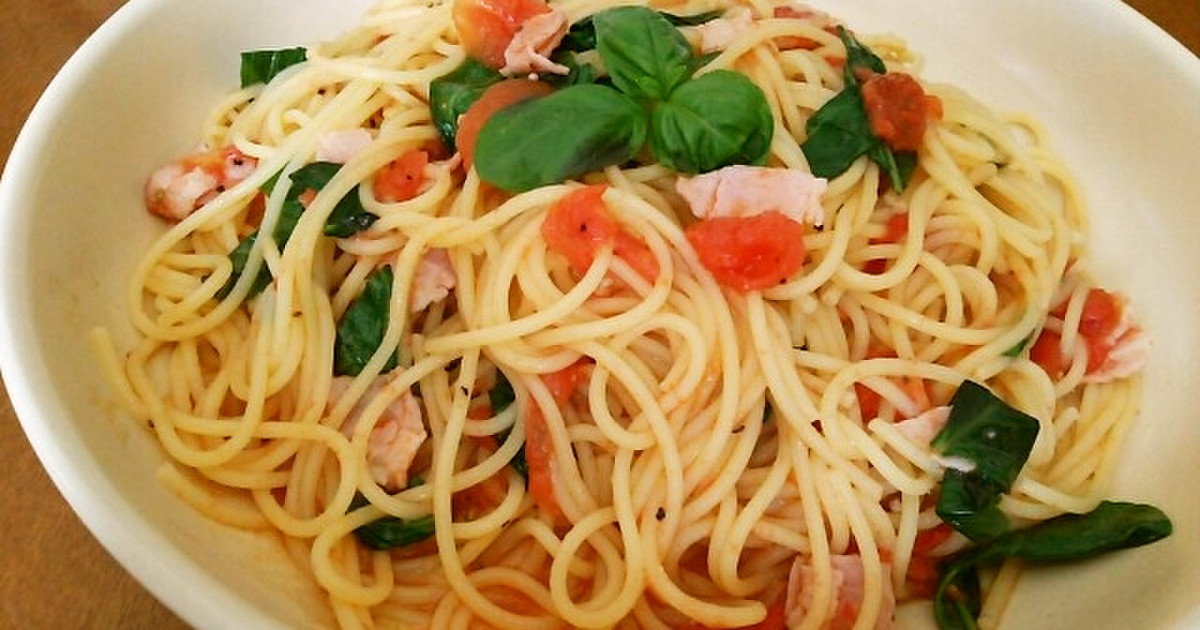 フレッシュバジルと完熟トマトのパスタ レシピ 作り方 By Humuhumu クックパッド 簡単おいしいみんなのレシピが371万品