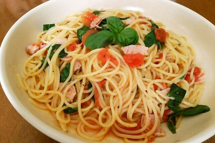 フレッシュバジルと完熟トマトのパスタ レシピ 作り方 By Humuhumu クックパッド 簡単おいしいみんなのレシピが365万品