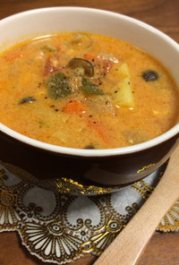 食べるスープ＊豆乳トマトカレースープ