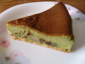 簡単♪抹茶と甘納豆のチーズケーキ