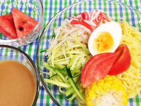 あるものでランチ♪ヘルシー冷やしつけ麺☆