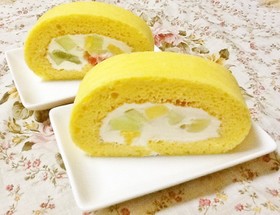 糖質制限!大豆粉でフルーツロールケーキ