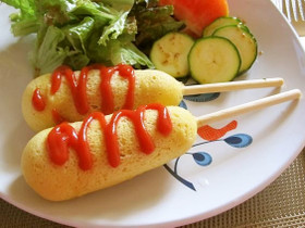 糖質制限・レンジで大豆粉アメリカンドッグ
