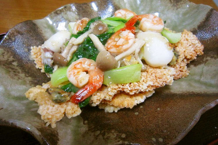 残りご飯で海鮮中華おこげ 塩味バージョン レシピ 作り方 By レイキーノ クックパッド