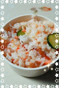 サッパリ混ぜご飯♪鮭と生姜ｷｭｳﾘのご飯