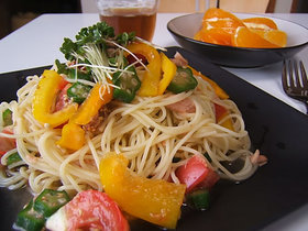 ツナと彩り野菜の和風冷製パスタ