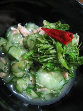大葉がたっぷりな胡瓜の酢の物