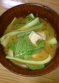 冷凍豆腐＆チンゲン菜♡お味噌汁