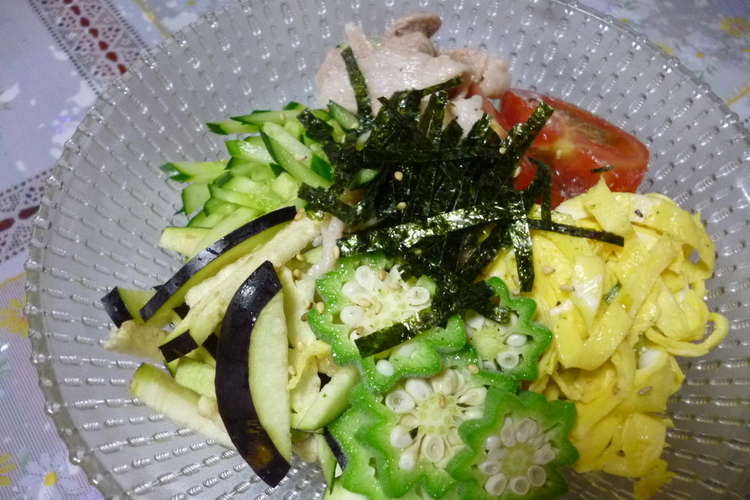 夏野菜たっぷり冷やし中華 レシピ 作り方 By にわっぺ クックパッド 簡単おいしいみんなのレシピが354万品