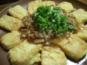 豆腐ソテー豚肉あんのせ