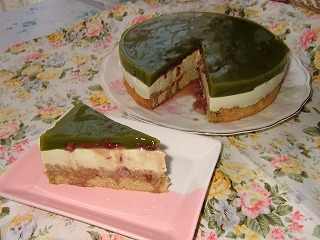 抹茶ババロアケーキの画像