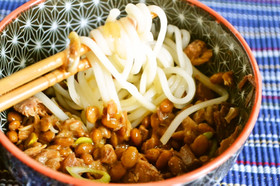 山形名物 ひっぱりうどん~さば缶と納豆で