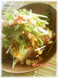 水菜とキムチで♪お豆腐の小さなおかずの画像
