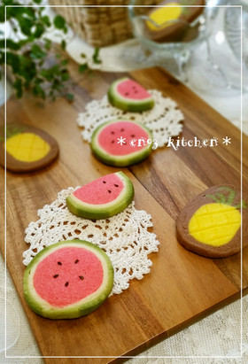*夏*スイカのアイスボックスクッキー♡