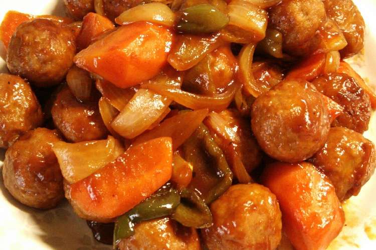 うちの酢豚 肉団子で作る簡単レシピ レシピ 作り方 By あきわかママ クックパッド