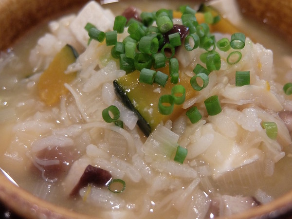 ホタテ缶ときのこの雑炊