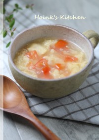 ふんわ～りかき玉＆トマトのスープ