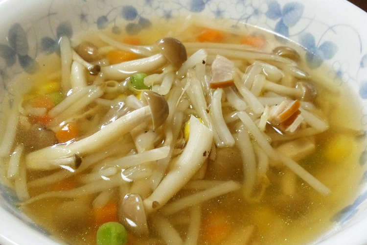 レンジで簡単 もやしとしめじのスープ レシピ 作り方 By きりんのもにゃ クックパッド