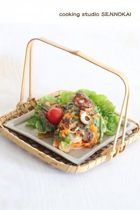 さんまの蒲焼きとニラのチヂミ風