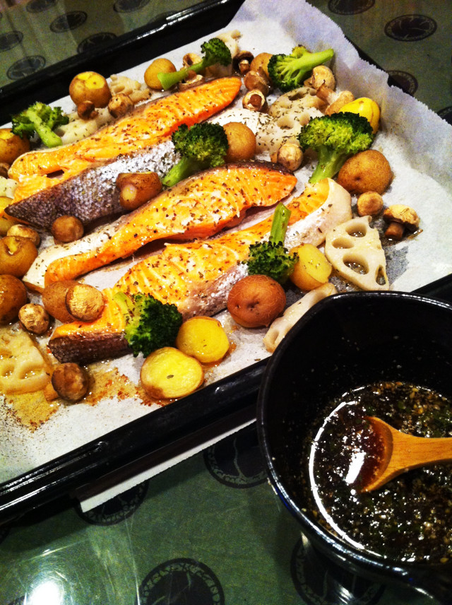簡単豪勢♡鮭•野菜グリル＆生姜ソースの画像