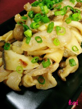 豚とキノコのポン酢柚子胡椒炒め