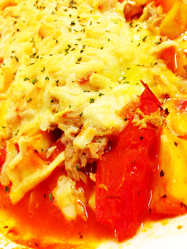 筍とトマトのチーズ焼きの画像