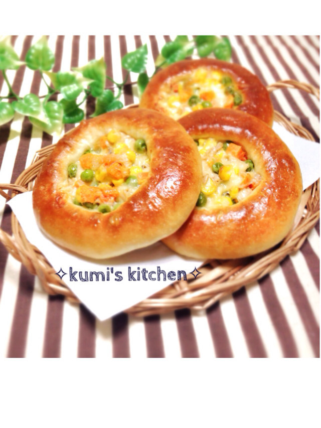 ツナとミックスベジタブルの調理パン♡の画像