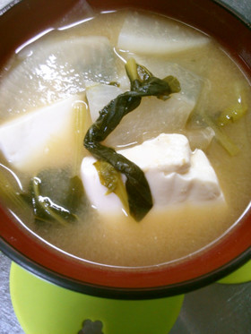 小松菜 大根 豆腐の味噌汁♪