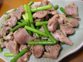 酒飲みの友!!砂肝&にんにくの芽の炒め物